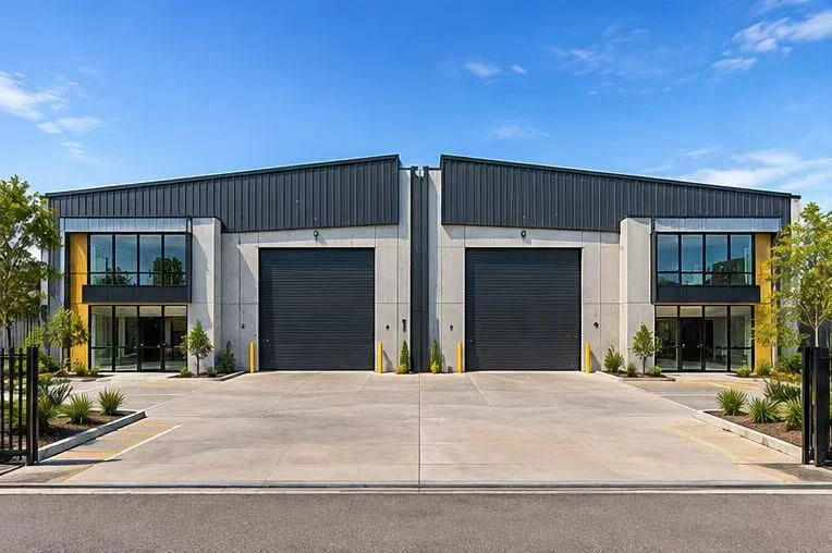 Front view of the commercial buildings at 22 Pleasant Grove