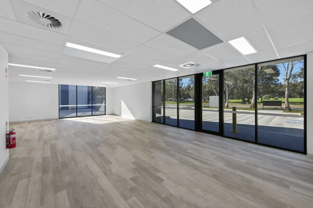 Bright open office workspace at the Pleasant Grove project